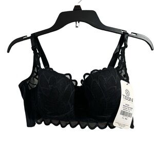 Tissini bra black scalloped NEW 34c underwire‎ structured very light padding